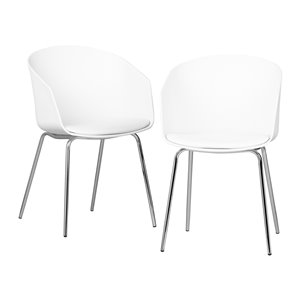 South Shore Flam Dining Arm Chairs - Set of 2 - White and Silver