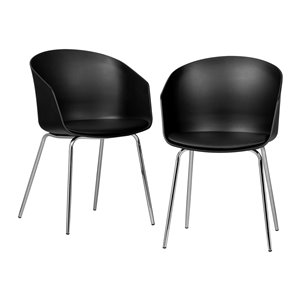 Ensemble de 2 chaises de salle à manger Flam de South Shore, noir et argent