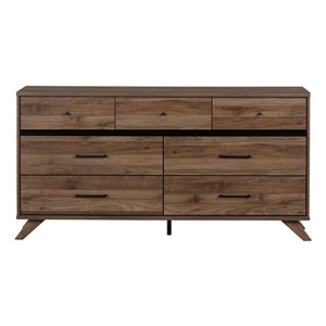 South Shore Furniture Flam 7-Drawer Double Dresser - Natural Walnut and Matte Black