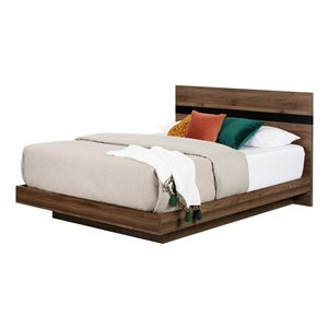 South Shore Furniture Flam Complete Queen Bed - Natural Walnut and Matte Black