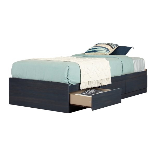 South S Navali Mates Twin Bed With, Teal Twin Bed Frame With Storage Underneath