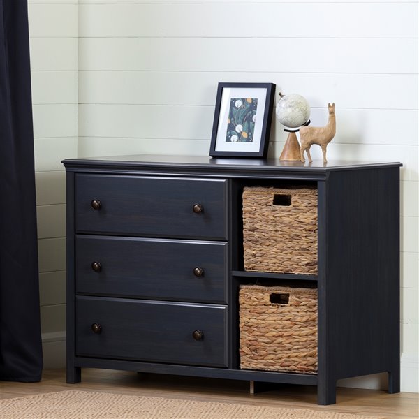 South Shore Furniture Cotton Candy 3-Drawer Dresser with Baskets - Blueberry