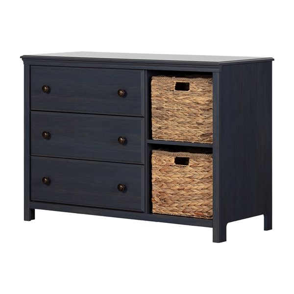 South Shore Furniture Cotton Candy 3-Drawer Dresser with Baskets - Blueberry