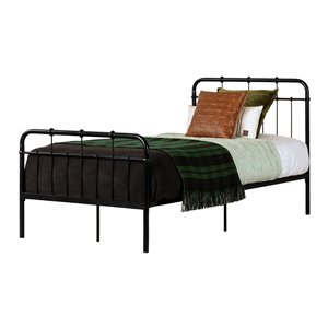 South Shore Furniture Hankel Metal Platform Twin Bed with Headboard and Footboard - Black