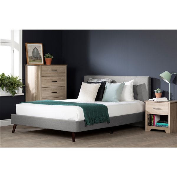 South Shore Furniture Fusion Complete Upholstered Queen Bed - Medium Gray