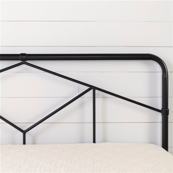 South Shore Furniture Sazena Geometric Metal Platform Full Bed - Matte Black