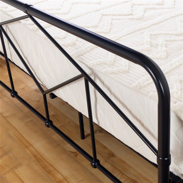 South Shore Furniture Sazena Geometric Metal Platform Full Bed - Matte Black