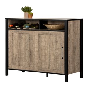 Buffet avec porte coulissante Munich de South Shore, chêne vieilli et noir mat