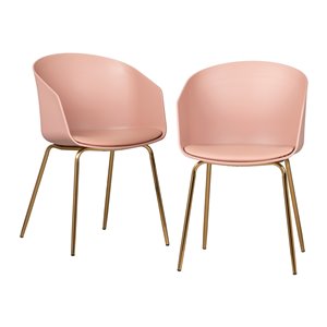 South Shore Flam Dining Arm Chairs - Set of 2 - Pink and Gold