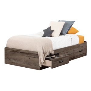 South Shore Furniture Asten Mates Twin Bed with 3 Drawers - Fall Oak