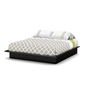 South Shore Furniture Step One King Platform Bed with Mouldings - Pure Black