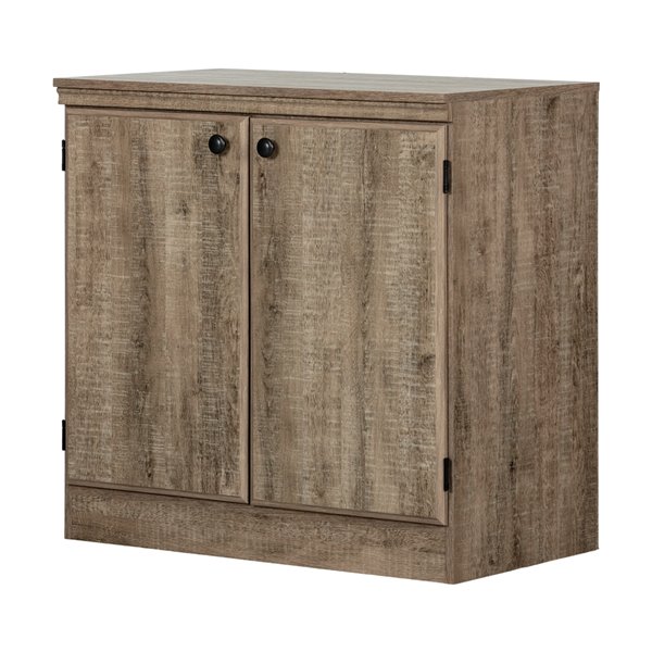 South Shore Furniture Morgan Small 2-Door Storage Cabinet - 2 Shelves - Weathered Oak