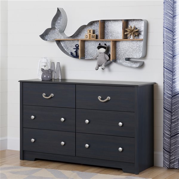 South Shore Furniture Navali 6-Drawer Double Dresser - Blueberry