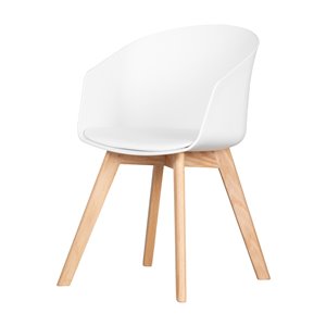 South Shore Flam Arm Chair with Wooden Legs - White
