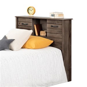 South Shore Furniture Asten Twin Bookcase Headboard with Doors - Fall Oak