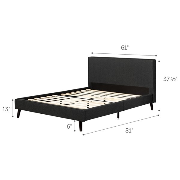 South Shore Furniture Sazena Upholstered Complete Queen Bed - Charcoal Gray