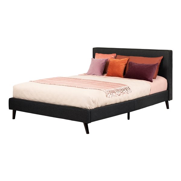 South Shore Furniture Sazena Upholstered Complete Queen Bed - Charcoal Gray