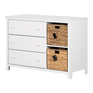 South Shore Furniture Cotton Candy 3-Drawer Dresser with Baskets - Pure White