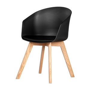 South Shore Flam Arm Chair with Wooden Legs - Black