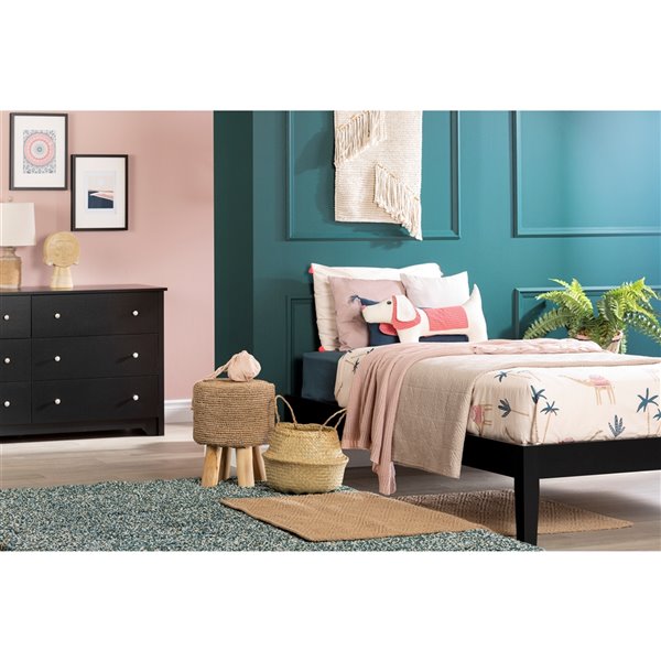 Base de lit simple Vito de South Shore Furniture, noir