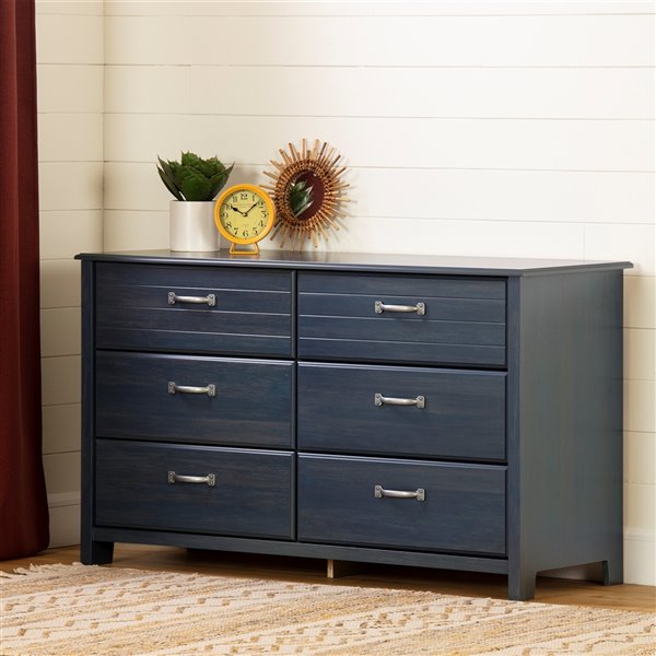 South Shore Furniture Asten 6-Drawer Double Dresser - Blueberry