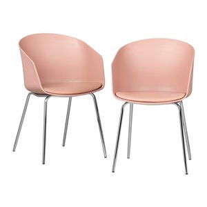 South Shore Flam Dining Arm Chairs - Set of 2 - Pink and Silver