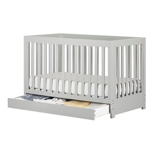 South Shore Furniture Cookie Crib with Drawer - Soft Gray