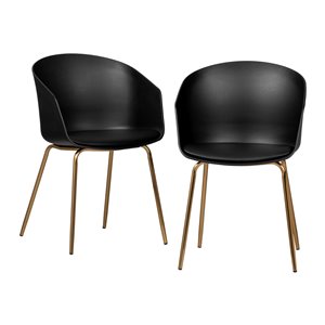 Ensemble de 2 chaises de salle à manger Flam de South Shore, noir et doré