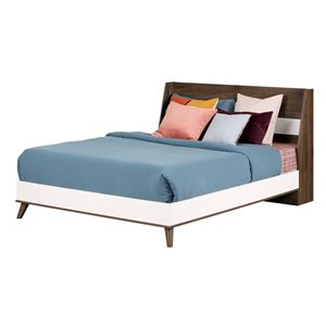 Lit complet double Yodi de South Shore, Noyer Naturel et blanc solide