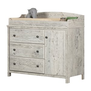 South Shore Furniture 45.75-in Cotton Candy Freestanding Changing Table with Station - Seaside Pine
