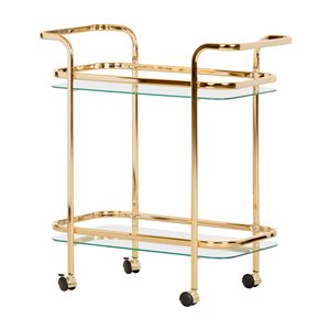 South Shore Furniture Maliza Bar Cart - Gold and Glass