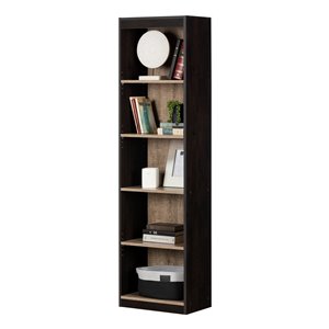 South Shore Furniture Axess 5-Shelf Narrow Composite Bookcase - Weathered Oak and Rubbed Black