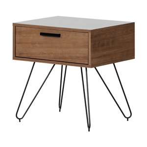 Table de chevet 1 tiroir Slendel de South Shore, bois exotique