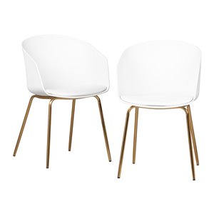 South Shore Flam Dining Arm Chairs - Set of 2 - White and Gold