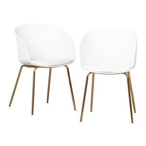 Ensemble de 2 chaises de salle à manger Flam de South Shore, blanc et doré