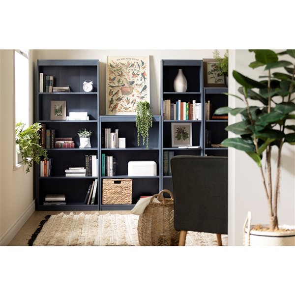 South Shore Furniture Axess 5-Shelf Composite Narrow Bookcase - Blueberry