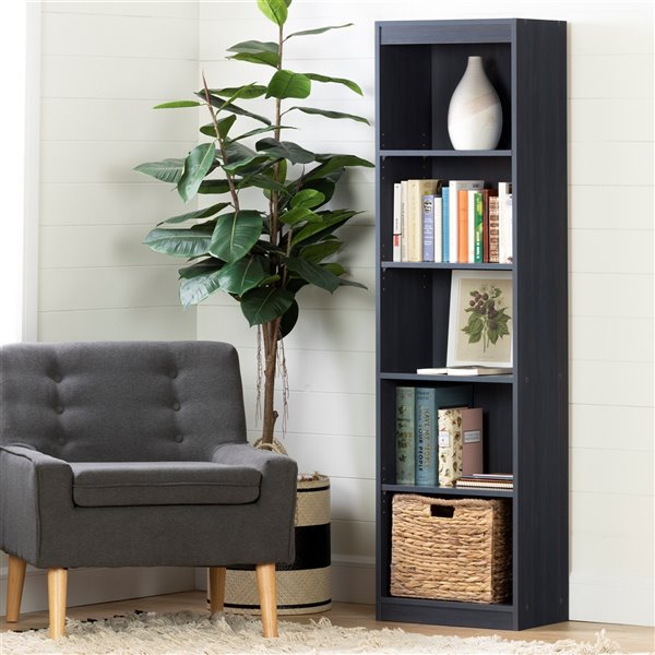 South Shore Furniture Axess 5-Shelf Composite Narrow Bookcase - Blueberry