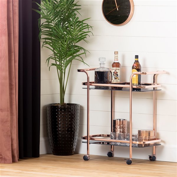 South Shore Furniture Maliza Bar Cart - Black and Glod