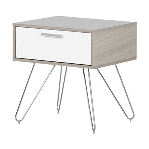Table de chevet Slendel de South Shore, orme naturel et blanc solide