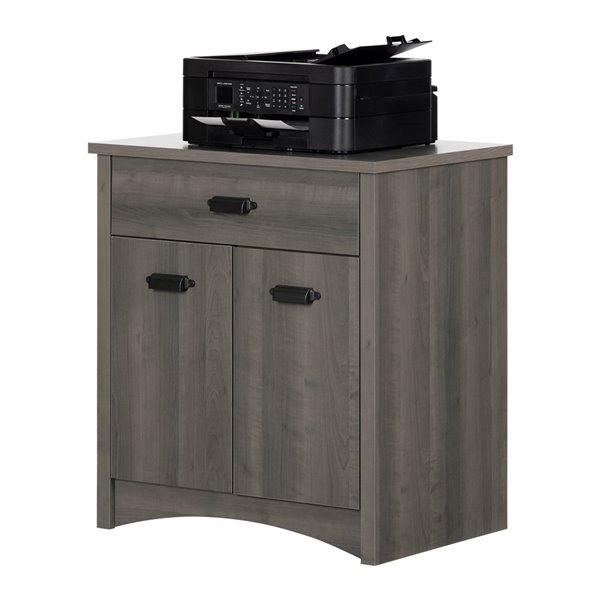 South Shore Furniture Gascony Printer Cabinet - 2 Shelves - Gray Maple