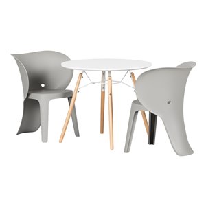 Ensemble table ronde et chaises pour enfants Sweedi de South Shore, gris éléphant
