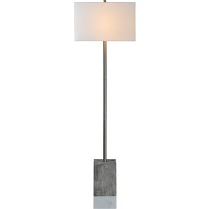 Lampe sur pied Stockhart de Notre Dame Design 63 po, nickel/abat-jour blanc