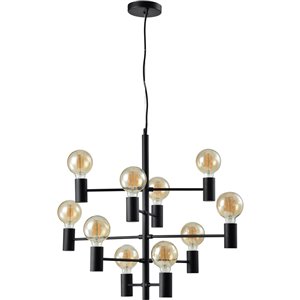 Lustre industriel Gardener à 10 lumières de Notre Dame Design, noir