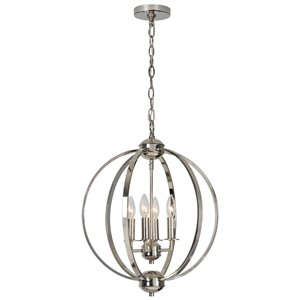 Lustre à 4 lumières moderne Astley de Notre Dame Design, nickel