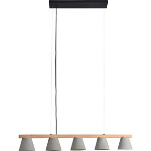 Lustre à 5 lumières moderne Jerriko de Notre Dame Design, gris/noir