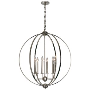 Lustre à 6 lumières moderne Myth de Notre Dame Design, nickel