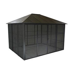 F.Corriveau International Netherlands 10-ft x 12-ft Black Metal Rectangle Permanent Gazebo with Screen