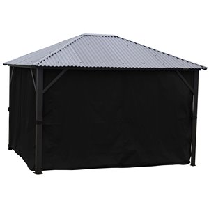 F. Corriveau International Side Curtains for Gazebo - Polyester - 10-ft x 12-ft - Black