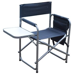 F.Corriveau International 2-Pack Metal Folding Director Chair with Tray and Storage Pouch - Stainless Steel