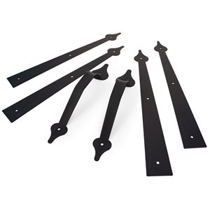 Ideal Security Hinge and Handle Set for Garage Door - Black Steel